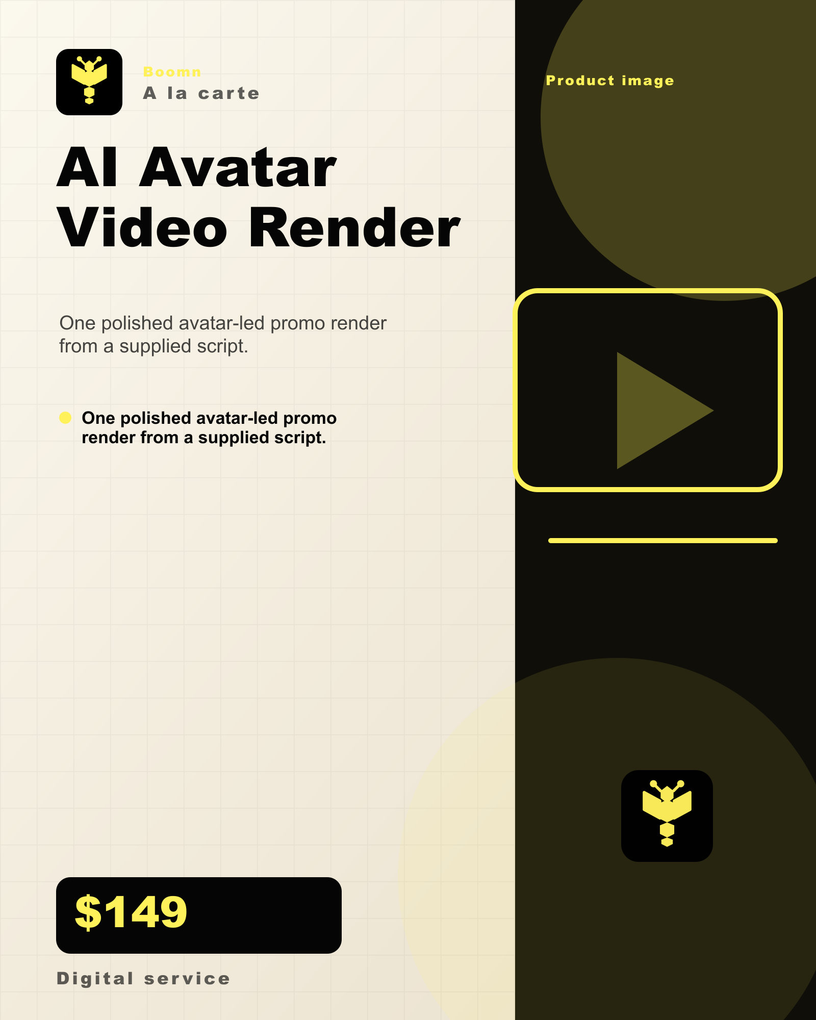Boomn product image - AI Avatar Video Render