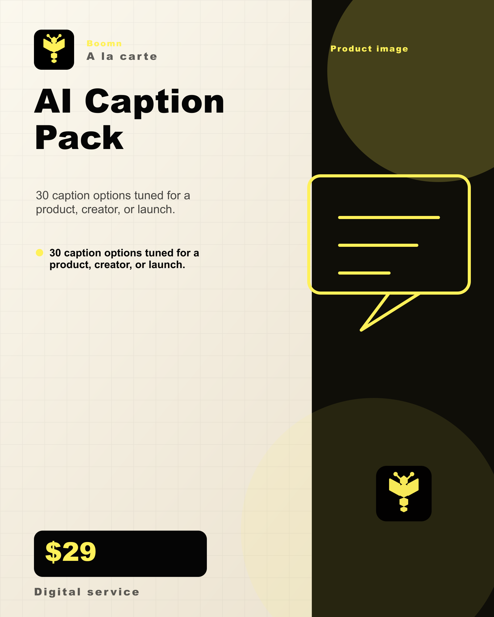 Boomn product image - AI Caption Pack