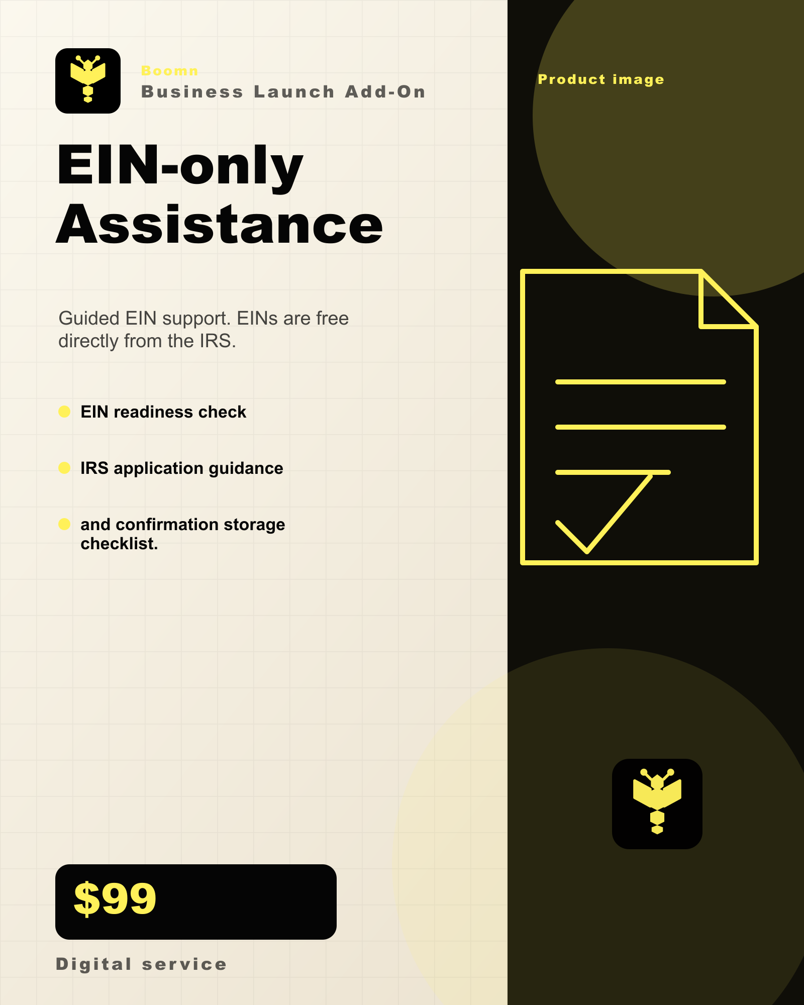Boomn product image - EIN-only Assistance