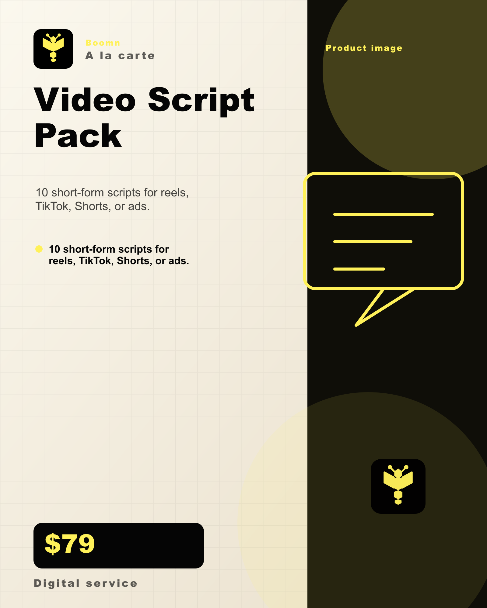 Boomn product image - Video Script Pack