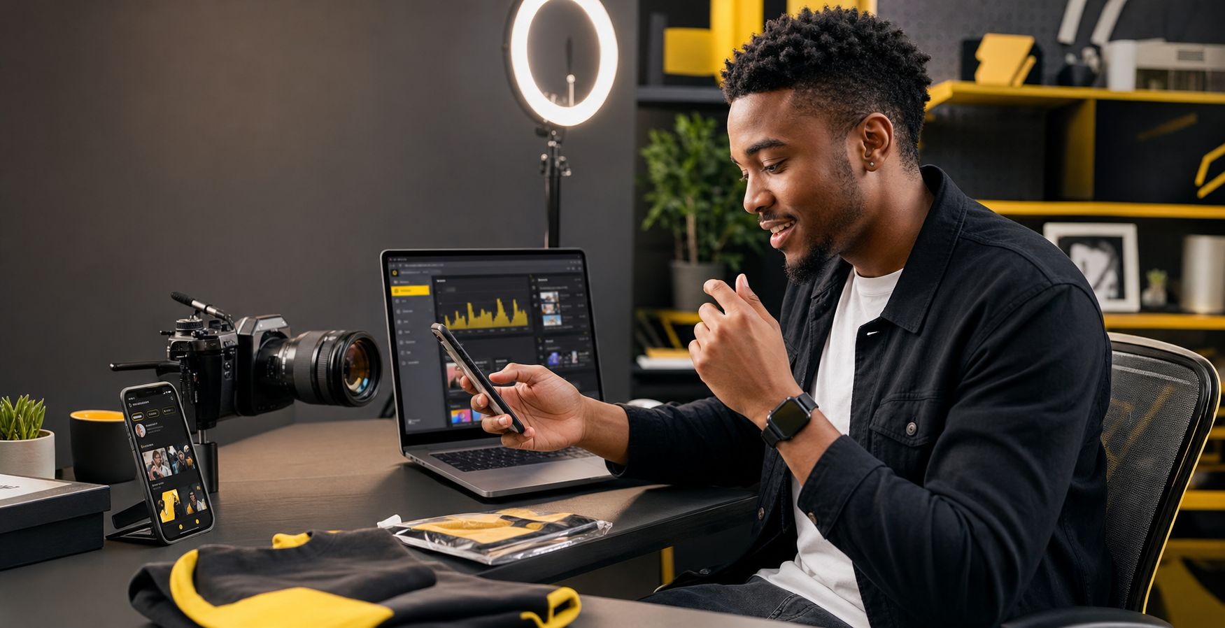 Creator using Boomn Studio tools to plan social commerce content
